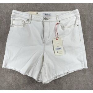 Arula Women's Size 14 White‎ Denim Shorts High Rise 6.25" Inseam Raw Hem NWT